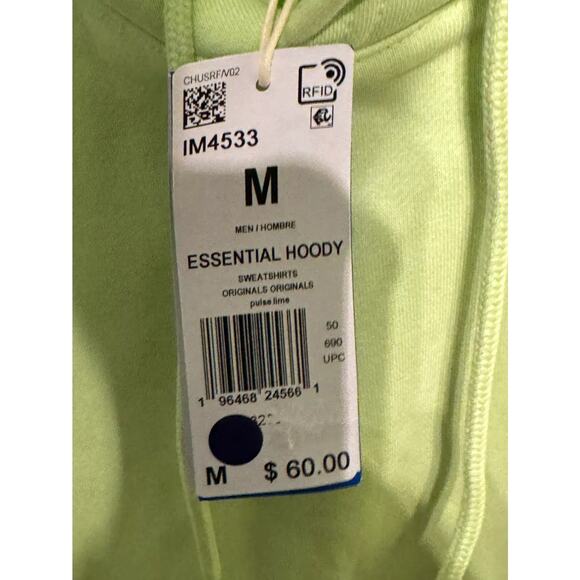 Adidas Men's Essentials Trefoil Hoodie Pulse Lime Size M NWT $60 Retail! - Picture 2 of 3
